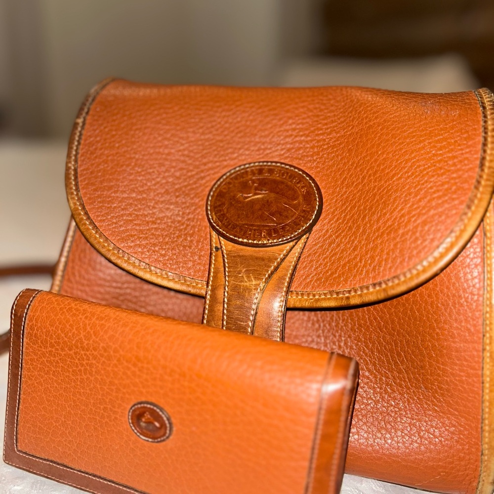 Dooney & Bourke Orange Leather Crossbody Bag Set